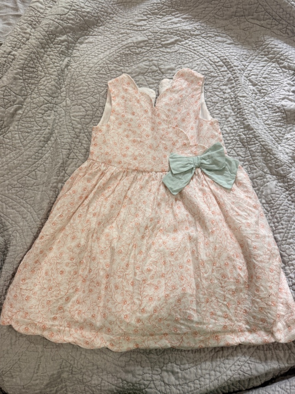 Catherine Malandrino Pink Floral Scallop Dress w/ Blue Bow